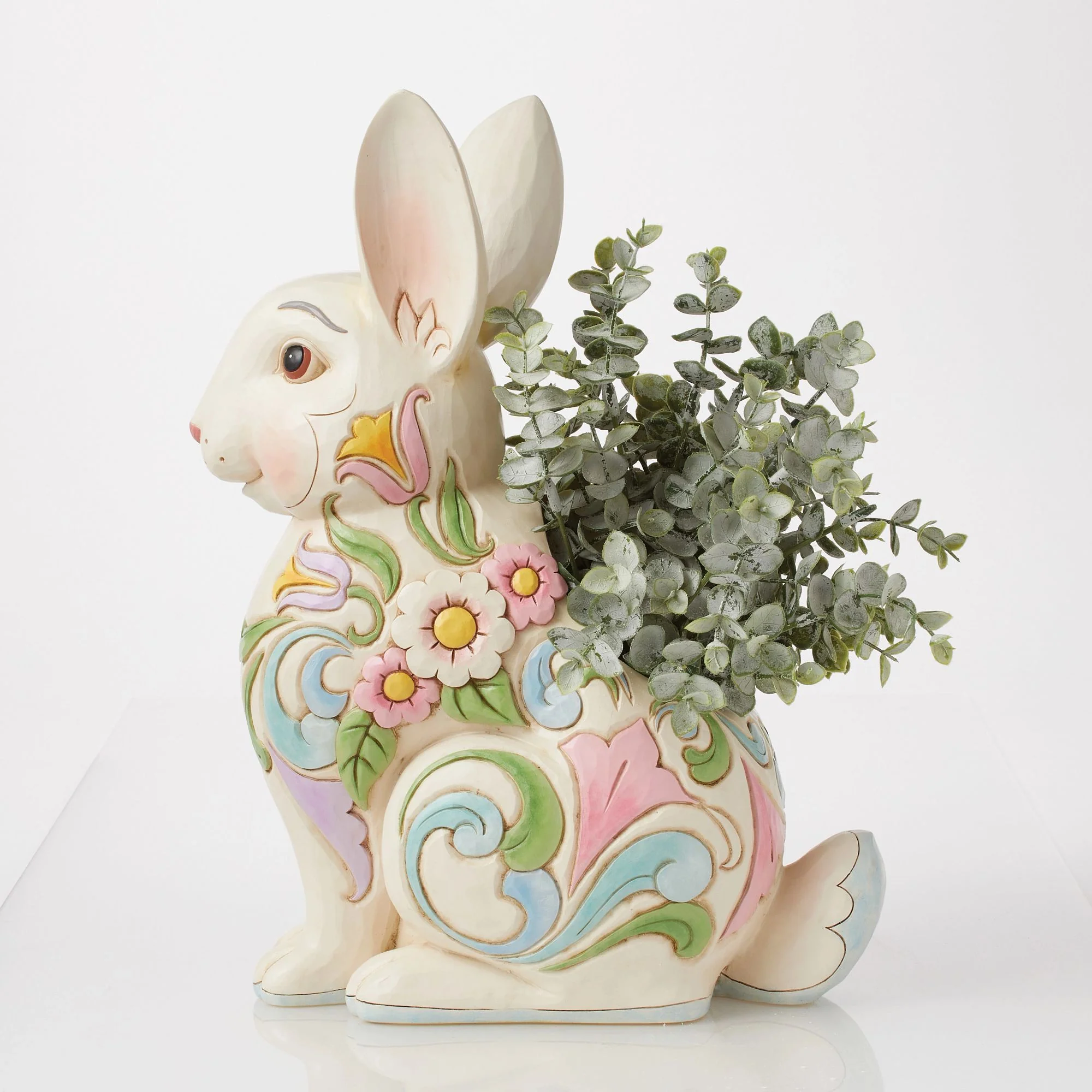 Planter White Floral Rabbit - Image 9